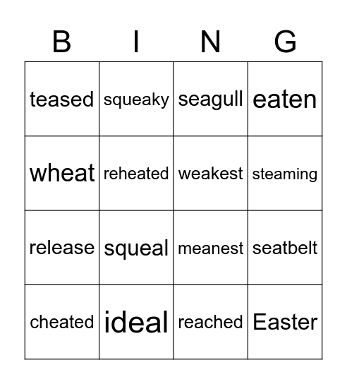 EA Vowel Team (#4) Bingo Card