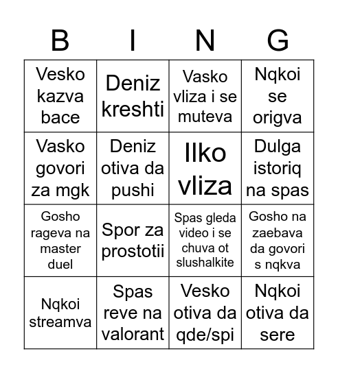 Discord bingo Card