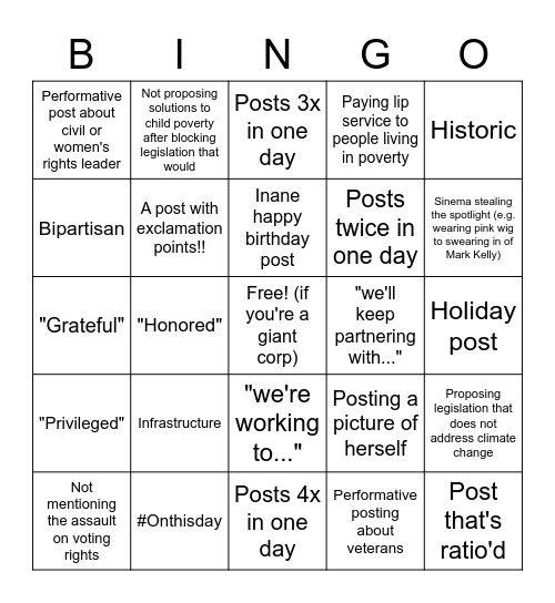 Sinema FB/Twitter Bingo! Bingo Card