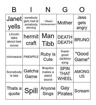 Friend Bingo Card