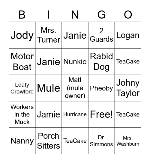 TEWWG Bingo Card