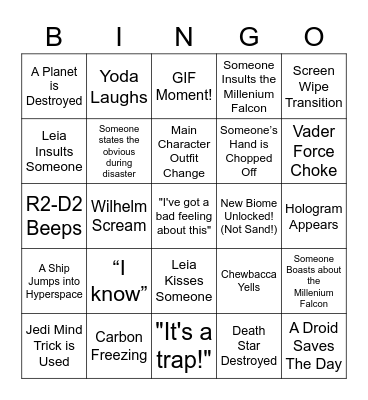 Star Wars Original Trilogy Watch Bingo Card