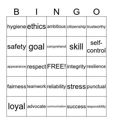 WORD OF THE DAY Bingo Card