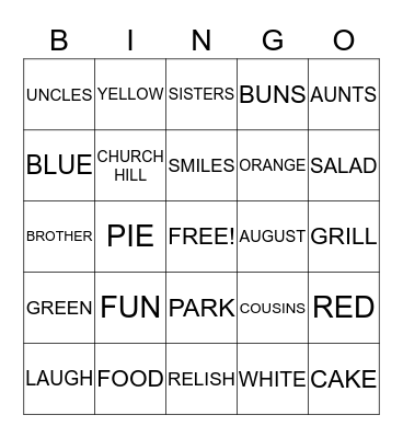 ROCHESTER FAMILY REUNION Bingo Card