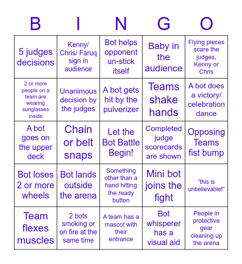 Battle Bots Bingo! Bingo Card