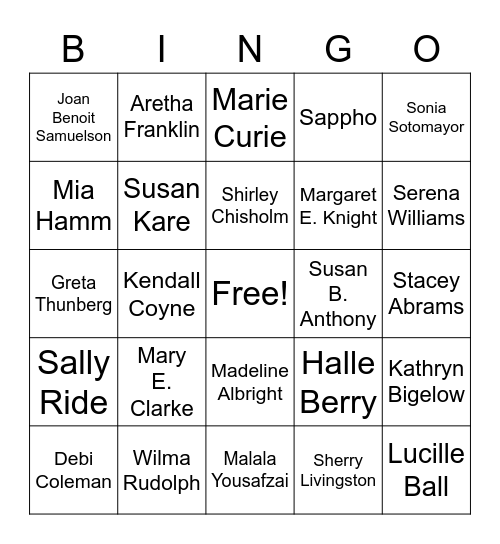 Women's Month Bingo Card