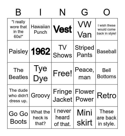 Lolo's 60th Birthday Party Bingo Card