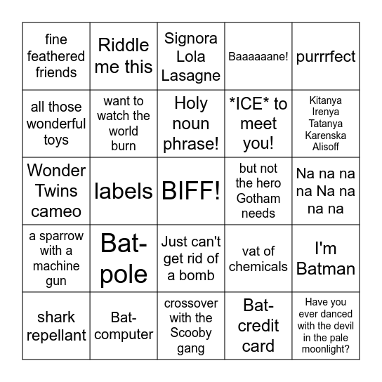 The Batman (2022) Bingo Card