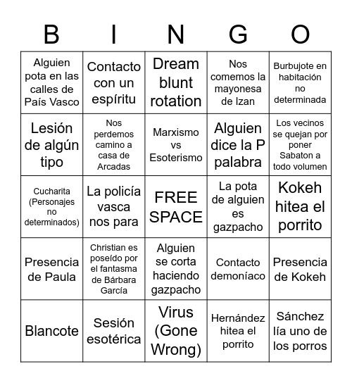 BINGO DE VASCOLANDIA Bingo Card