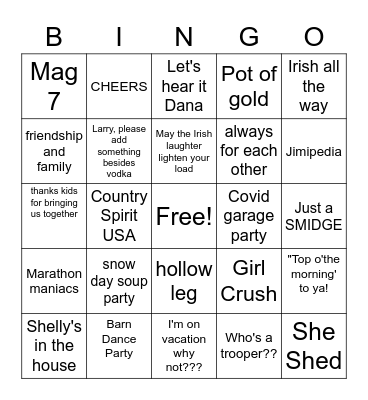 Go for the Pot of Gold Bingo Card