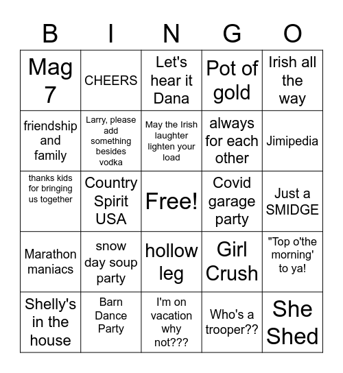 Go for the Pot of Gold Bingo Card