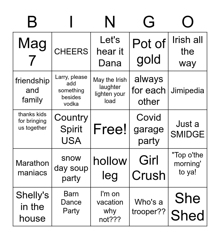 Go for the Pot of Gold Bingo Card