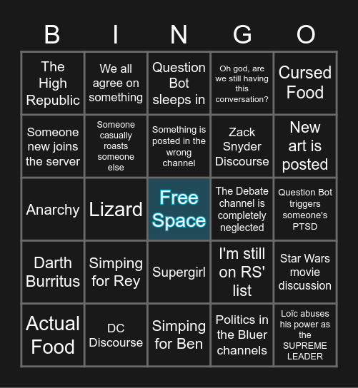 Sequels Server Bingo Card