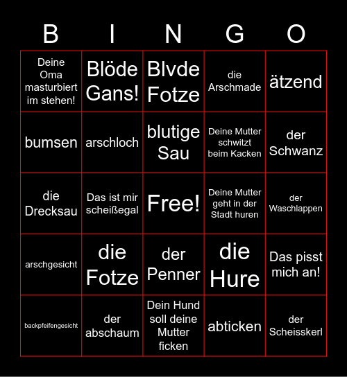 Crass German Bingo Card