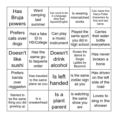 Find Someone Who Loteria Bingo Card