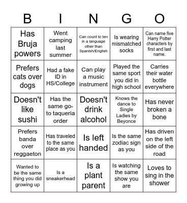 Find Someone Who Loteria Bingo Card