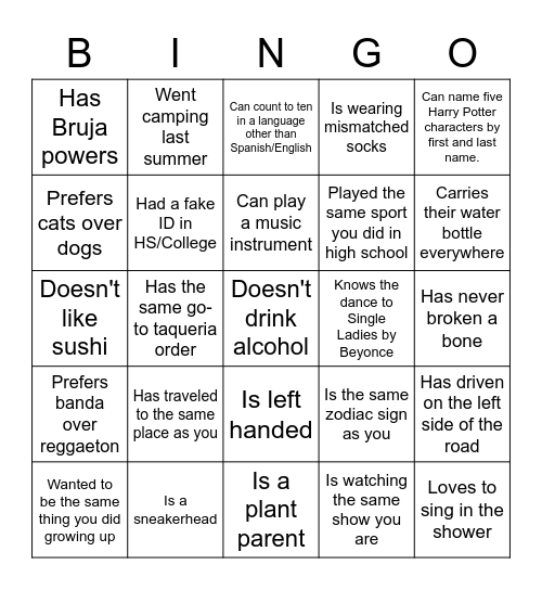 Find Someone Who Loteria Bingo Card