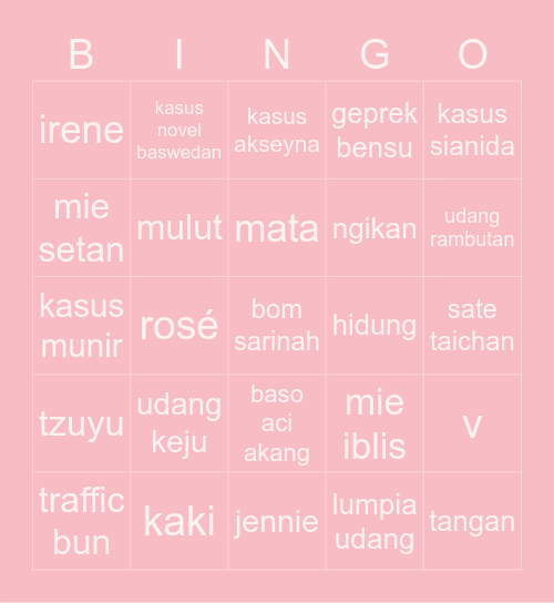 yr is turning 23 Bingo Card