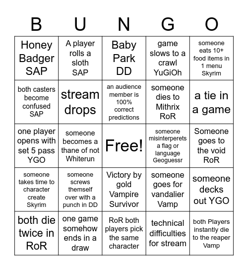 1v1 Bongo Bingo Card