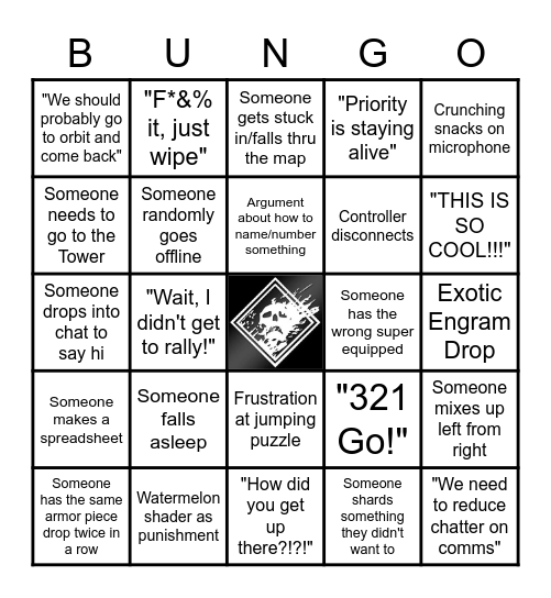 GUPs Raid Bungo Bingo Card
