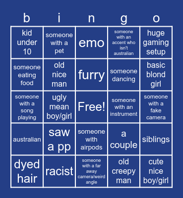 Omegle Bingo Card