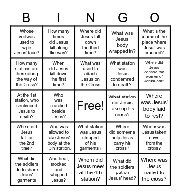 Way of Cross - Bingo Card