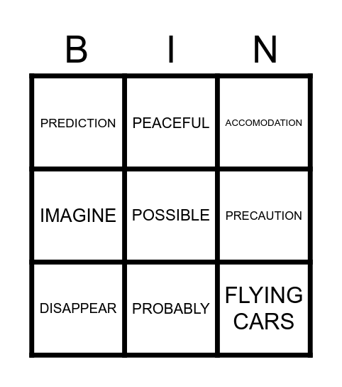 DREAMS Bingo Card