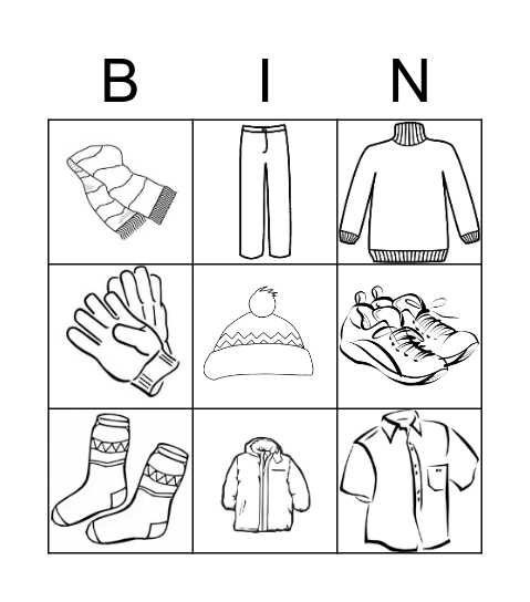 WINTER CLOTHES Bingo Card