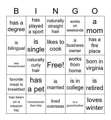 MTOP Women's Breakfast Bingo Card