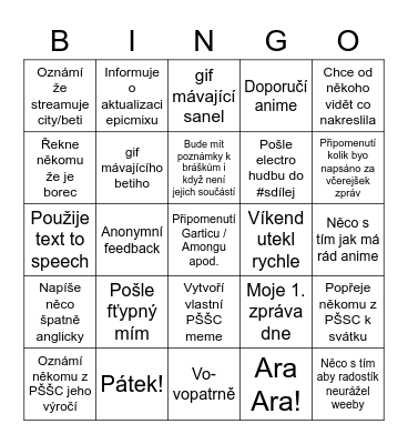 ŠutrBingo Card