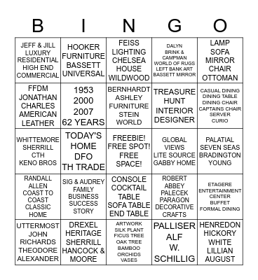 TODAY'S HOME & DFO FURNITURE BINGO! Bingo Card
