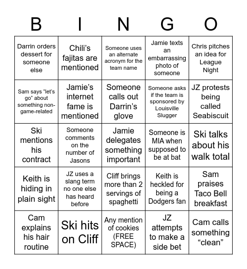 LGH Bingo Card