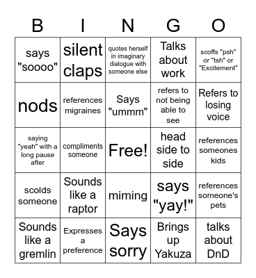Mara Bingo Card