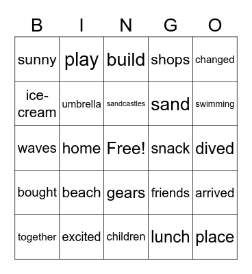 A Day at the Beach Bingo Card