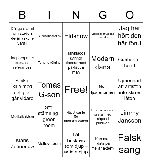 Mello bingo: Andra chansen Bingo Card