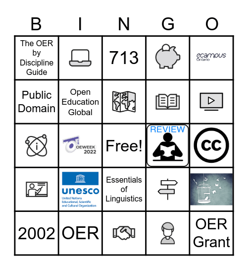 Open Educational Resources Bingo Card