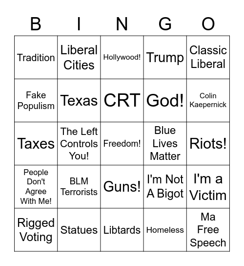 Republican Bingo Card