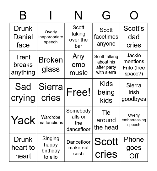 Sexton Miller Wedding Bingo Card