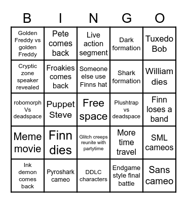 FNaF 6 plush: FINNal battle Bingo Card