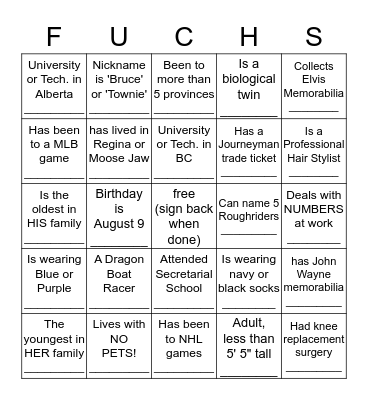 REUNION MINGLE BINGO!!!!!! Bingo Card