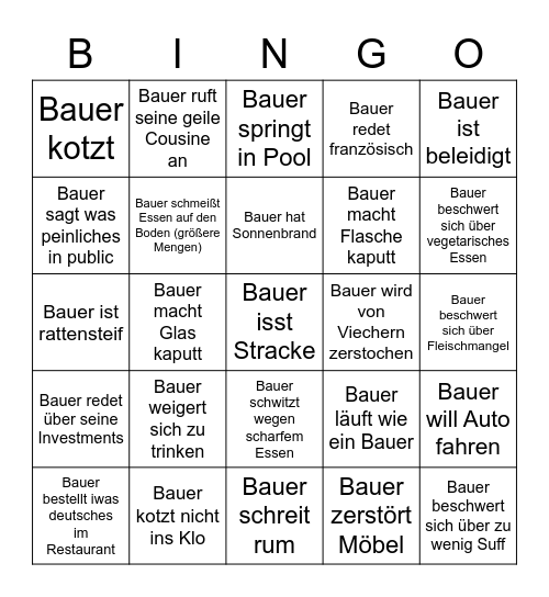 Bauer Bingo Card