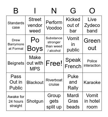 NOLA Bingo Card