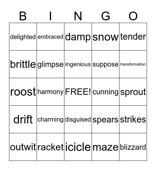 3rd Grade Vocabulary Bingo Card