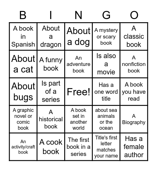 Library Bingo Card