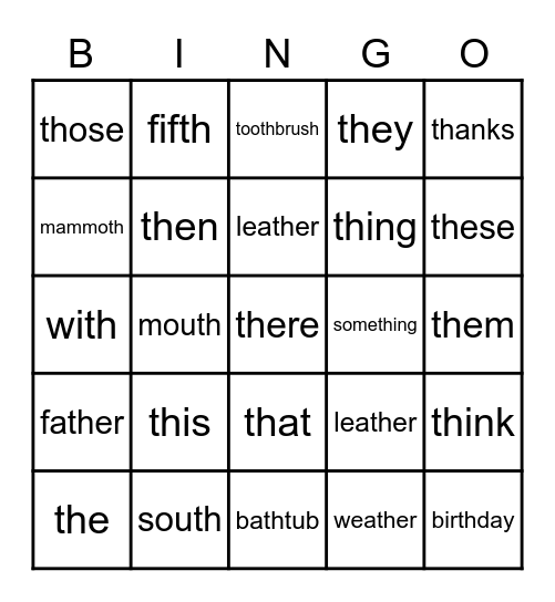 th Bingo Card