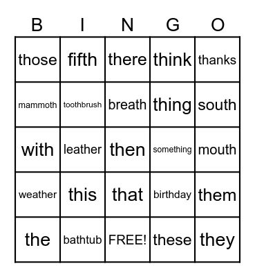 th Bingo Card