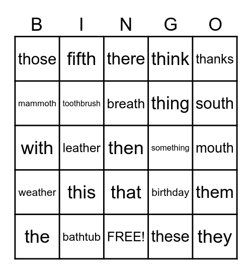 th Bingo Card