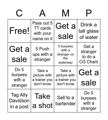 Total Transformation BINGO Card