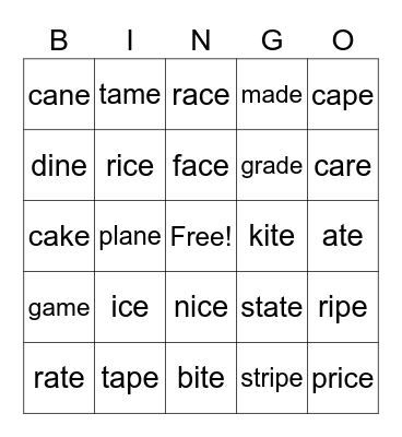 aCE and iCE BINGO Card