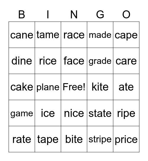 aCE and iCE BINGO Card